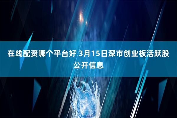 在线配资哪个平台好 3月15日深市创业板活跃股公开信息